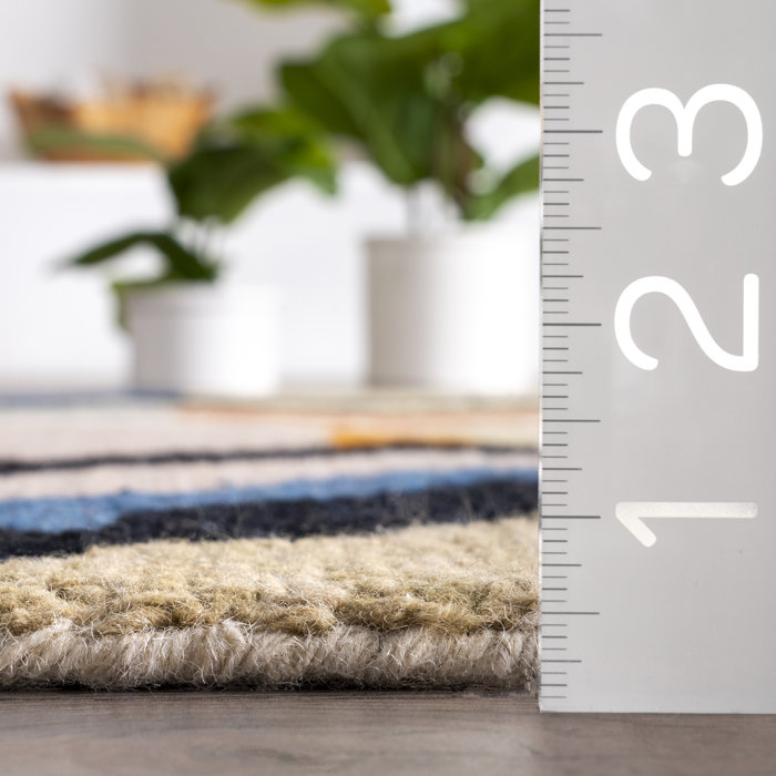 Brayden Studio® Morelli Handmade Wool Blue/Pink/Beige Rug & Reviews